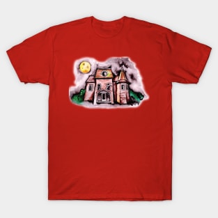 Haunted house with full moon T-Shirt